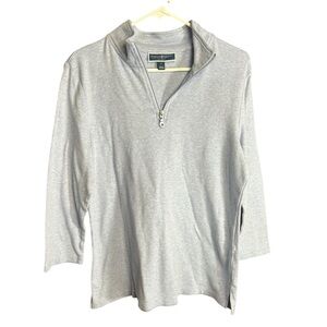 Karen Scott Sport Blue Quarter-Zip Pullover